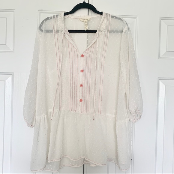 Matilda Jane sheer Swiss dot blouse white xl - Picture 2 of 7